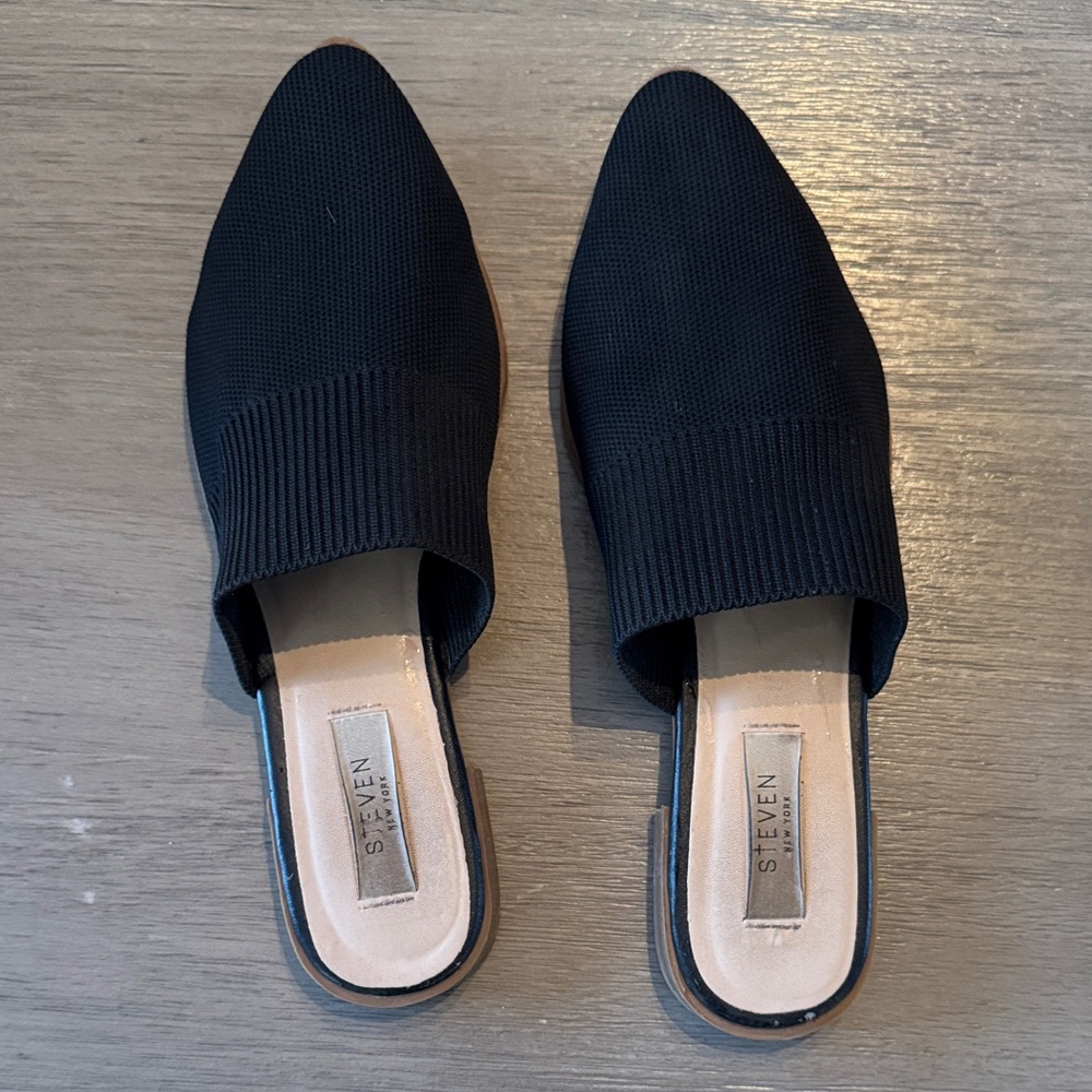 Steven By Steve Madden Black Knit Women's Mules